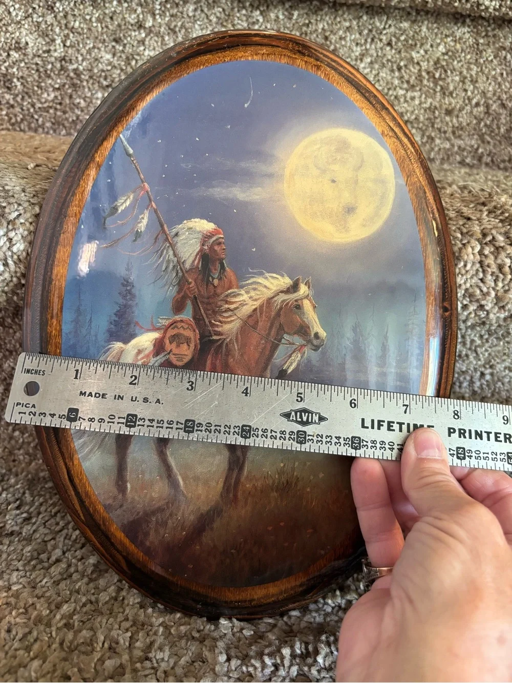 Native American Horse Moonlight Wall Plaque - Brown